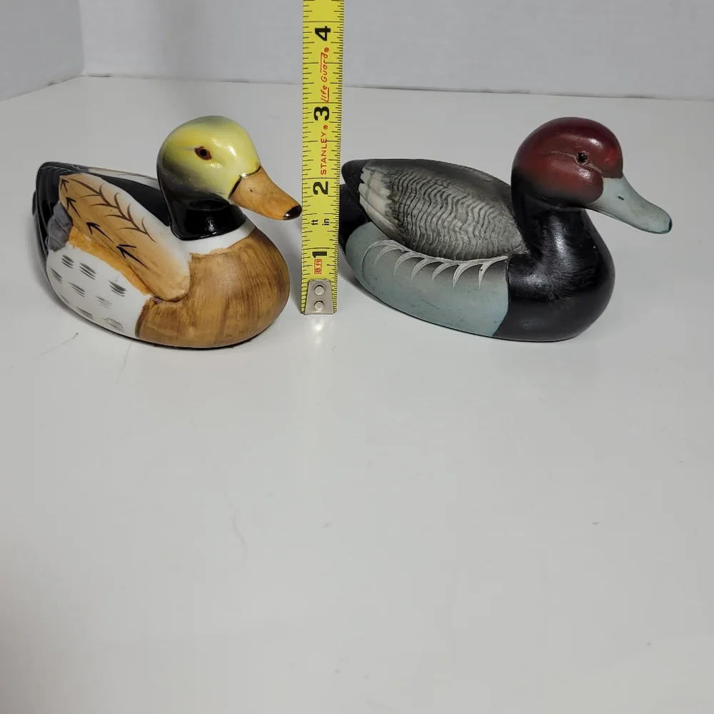 Two Beautifully Handpainted Small Porcelain Duck Figures Vintage RARE